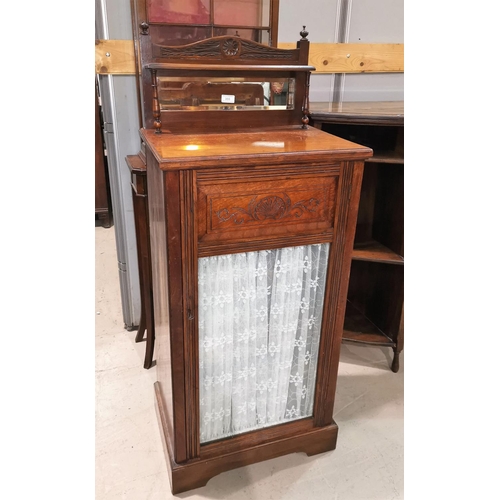 355 - An Edwardian rosewood display cabinet with mirror back and glazed door