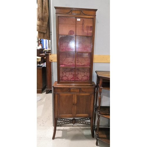 452 - An Edwardian mahogany full height display cabinet with single astragal glazed door over double doors