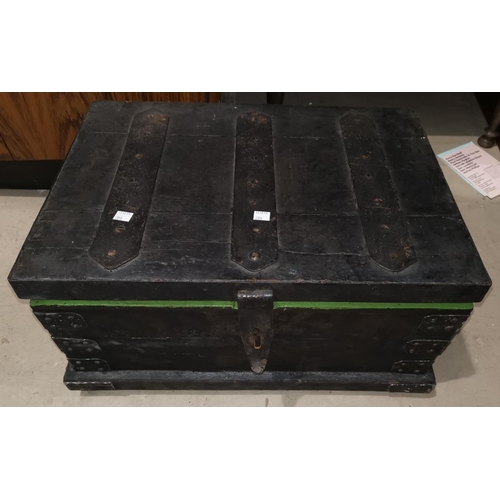 205 - A metal bound 2 handled chest, 50 cm