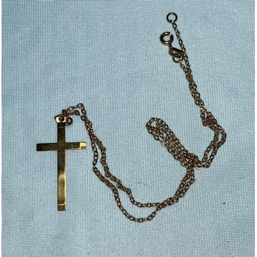 268 - A 9 carat hallmarked gold cross on 9 carat chain, 2.9 gm; 9 ladies watches; souvenir spoons; commemo... 