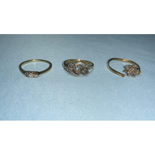 367 - Three ring shanks, 18 carat gold, 8.1 gm