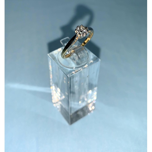 286b - An 18 carat gold ring set solitaire diamond, 2.2 gm, size J
