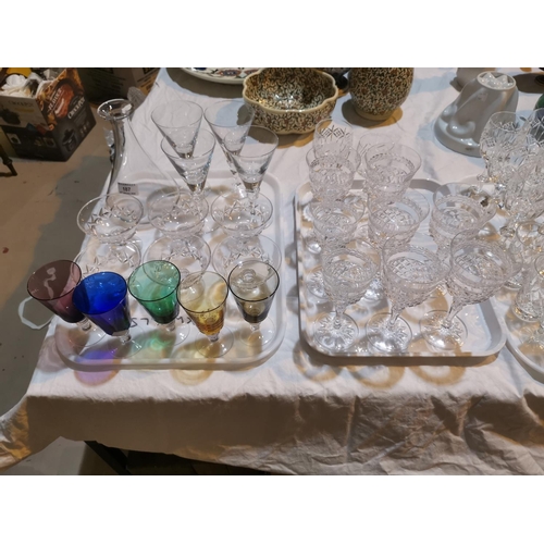 187 - A good selection of cut crystal wine glasses; tumblers; etc.