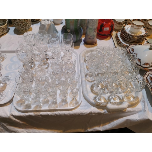 187 - A good selection of cut crystal wine glasses; tumblers; etc.