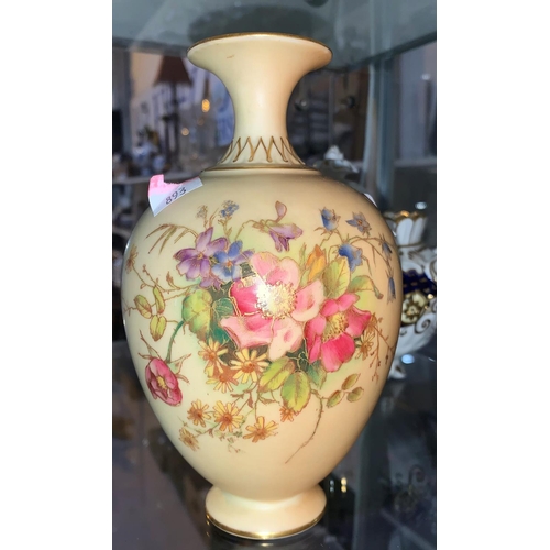 221 - A Royal Worcester baluster vase, peach blush with polychrome flowers, height 18 cm; a 19th century c... 