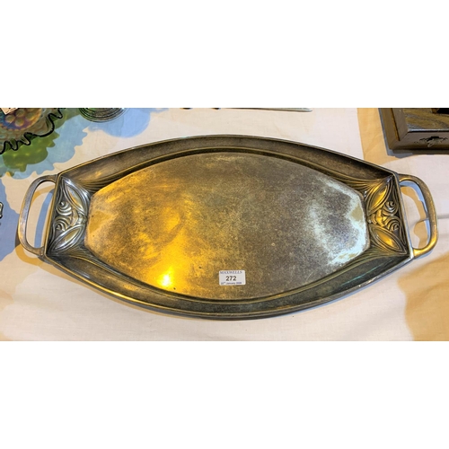 272 - A WMF silver plated 2 handled tray of rounded rectangular form, with relief decoration