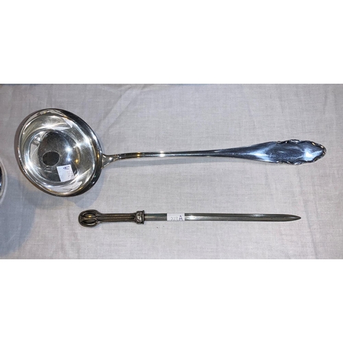 273a - A WMF silver plated soup ladle; a WMF Arts & Crafts skewer/letter opener