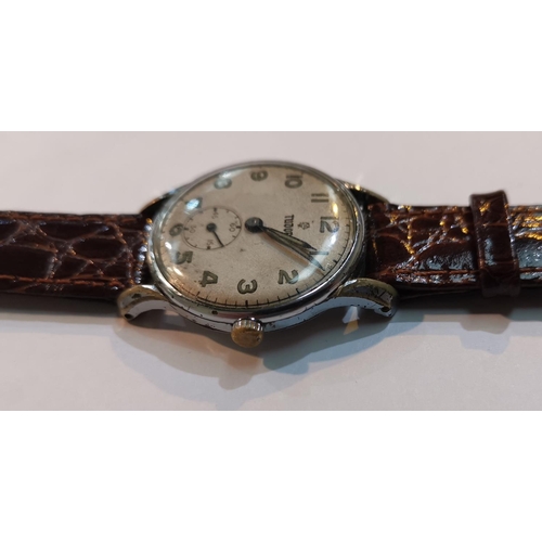 297A - A Tudor Chrome plated gents wrist watch, circa 1955, Arabic numerals with subsidiary seconds dial, a... 