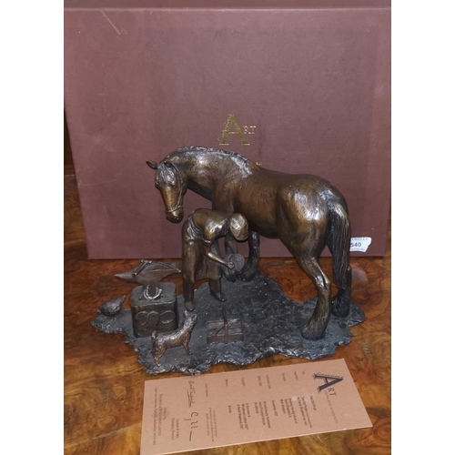 540 - After David Shepherd: Bronze sculpture of 'The Old Forge', limited edition 25 of 95, signed by David... 