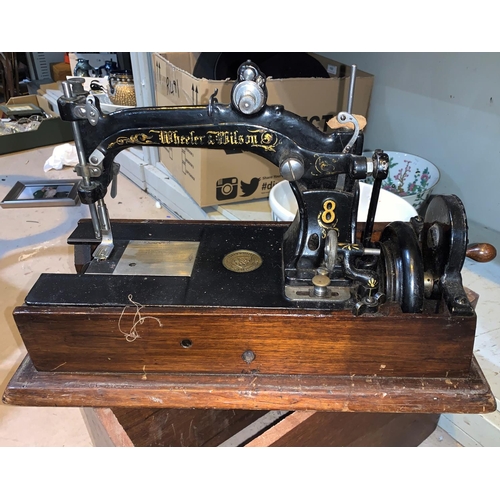 529 - A 19th century sewing machine by Wheeler Wilson, Connecticut, USA, with patents to 1878, original st... 