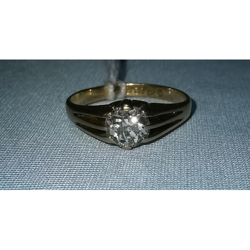 279 - An 18 carat gold ring with old European cut solitaire diamond in split shank claw setting, 0.83 ct a... 