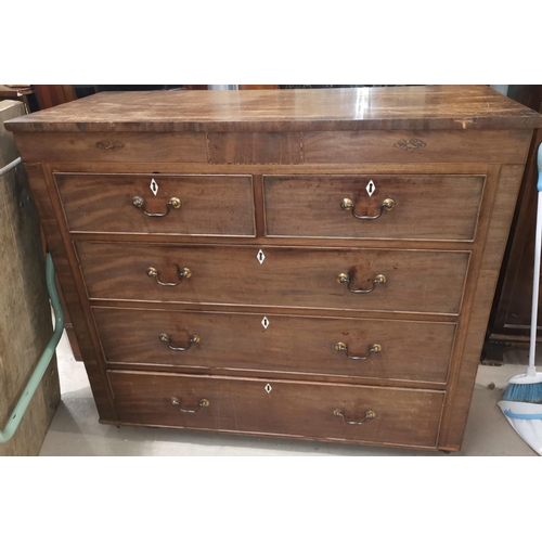 669 - A Georgian mahogany chest of 3 long and 2 short drawers width, 118 cm (no feet)