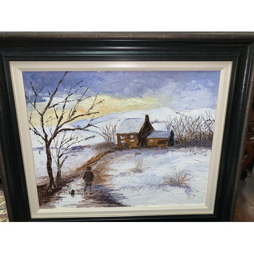 458a - Marilyn Rhind:  pair of winter scenes, oils on canvas, monogrammed, 39 x 4 cm & 29 x 39 cm