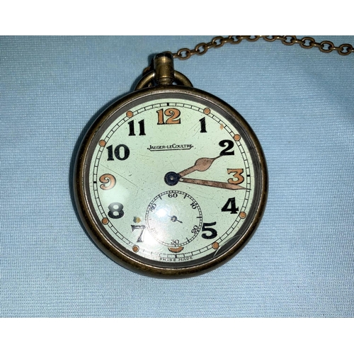 369 - A Jaeger-LeCoultre military pocket watch with military markings to reverse, in brass case