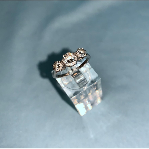 410 - A 1930's 3 stone diamond dress ring with platinum shank, total 1.2 ct approx