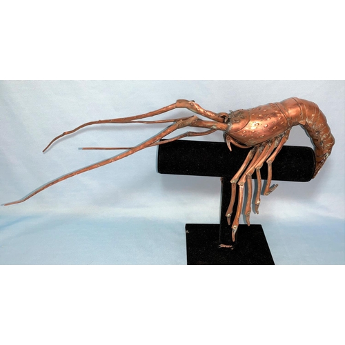 119 - A Japanese Meiji period copper model of a spiny lobster with fully articulated body, tail, legs, ant... 