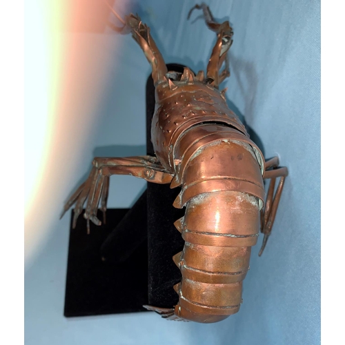 119 - A Japanese Meiji period copper model of a spiny lobster with fully articulated body, tail, legs, ant... 