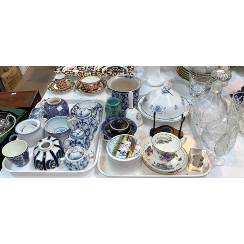 170 - A selection of 19th century blue & white decorative china; other china and glass
