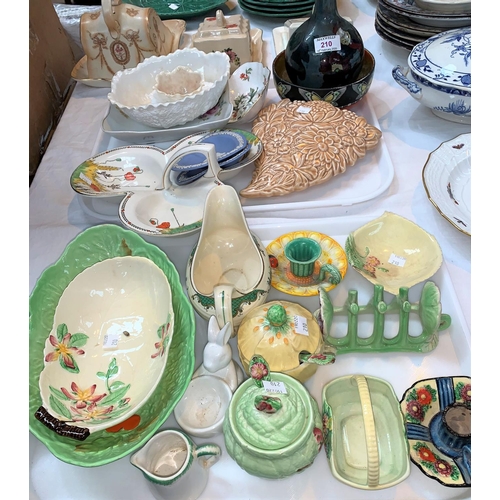 210 - A selection of 1930's and later pottery including Carlton leaf ware, Shelley etc