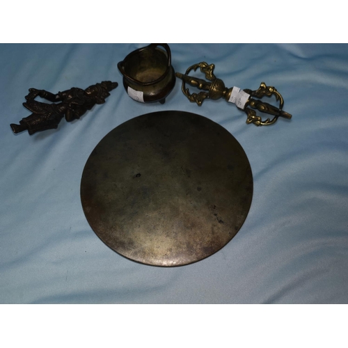 124b - A small brass censer; 3 other items