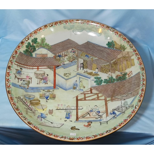 127A - A large impressive Chinese charger decorated extensively with a Chinese ceramic workshop scene in th... 
