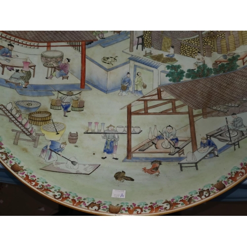 127A - A large impressive Chinese charger decorated extensively with a Chinese ceramic workshop scene in th... 