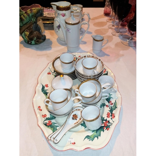 193 - A Kahla white porcelain coffee set, with gilt borders, 19 pieces; 4 Chinese bowls; a Villeroy & Boch... 