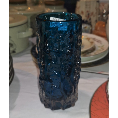 212 - A Whitefriar's blue glass vase, 16 cm; a selection of decorative china