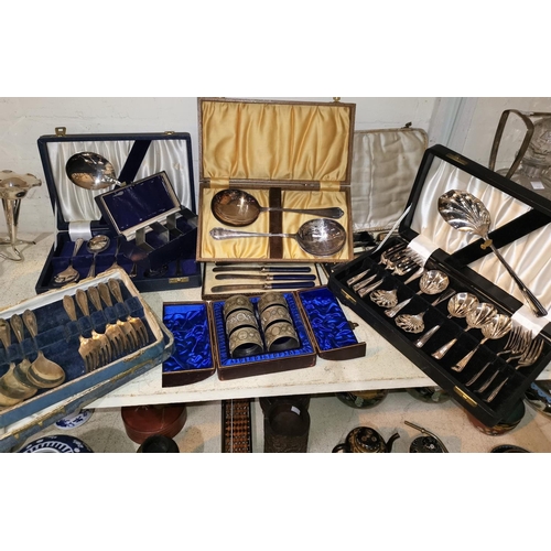 353 - A silver plated gallery tray; a selection of King's pattern and other cutlery