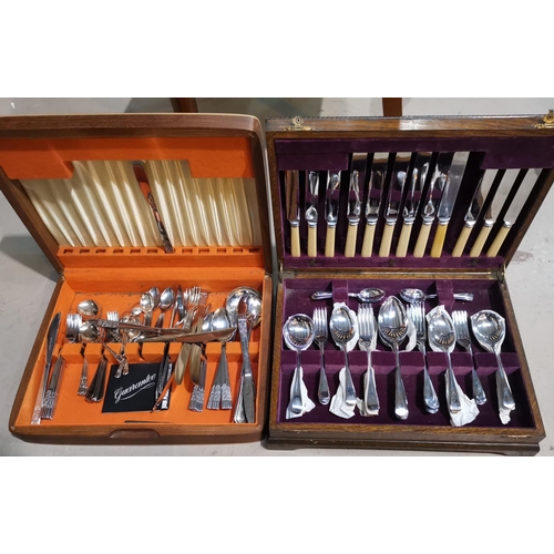 375 - Two mid 20th century canteens of cutlery in fitted boxes