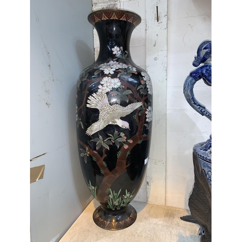 165a - A large Chinese cloisonnee vase decorated with birds etc