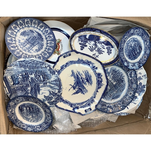 215 - A selection of blue & white plates; etc.