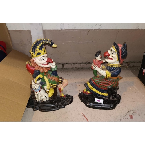 469 - A pair of painted Punch & Judy doorstops, 28 cm