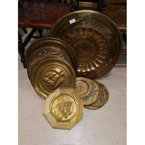 474 - A selection of brass wall plaques