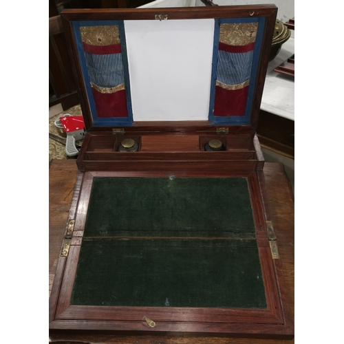 494 - A mahogany writing box with brass inlay