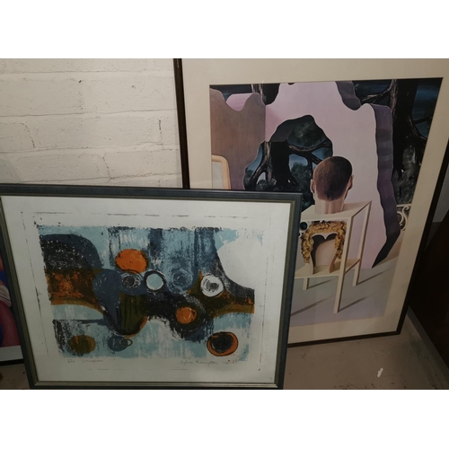 528 - After Silvia Piddington: limited edition abstract lithograph, singed and numbered in pencil, framed ... 