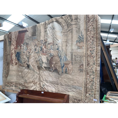 496 - A large wall hanging tapestry, machine made in the medieval style; 3 others similar