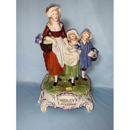 105 - A Cafe Dresden porcelain Yardley's Old English Lavender advertising figure group, impressed mark 31c... 