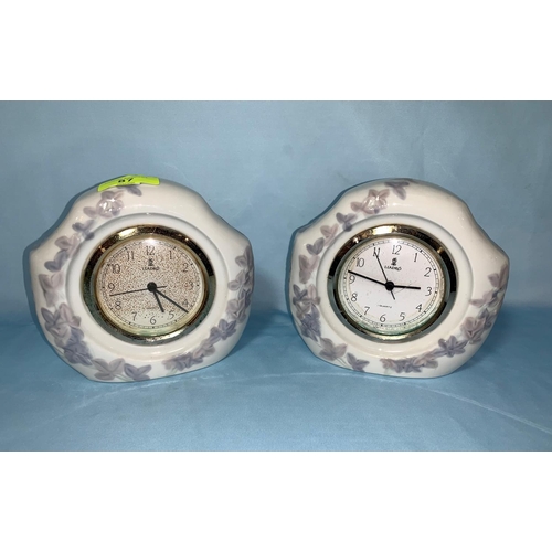 87 - 2 Lladro mantel clocks