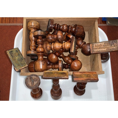 747 - A box of German military WWII wooden and rubber stamps