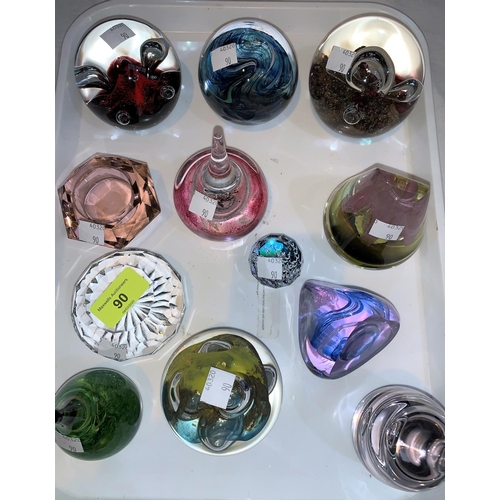 90 - 12 modern lass paperweights including Caithness