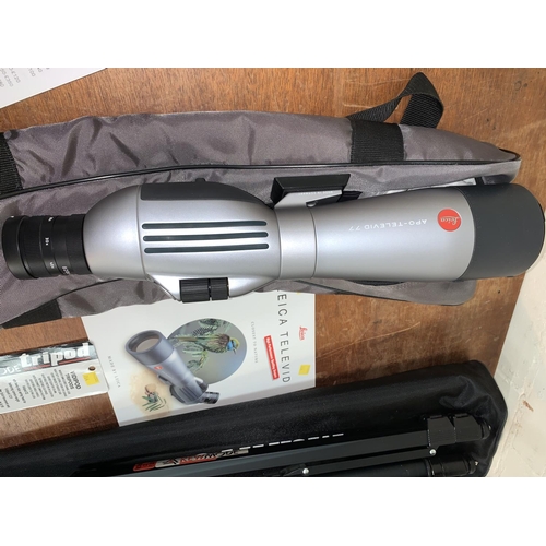 764 - A LEICA APO-TELEVID 77 20-60x 300m spotting scope with MANFROTTO tripod