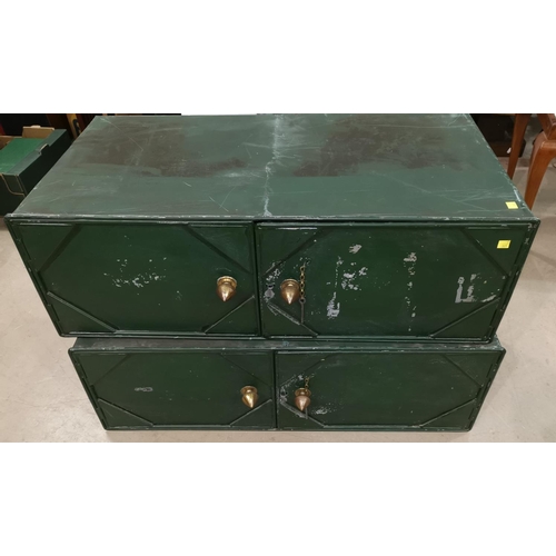 234 - Two metal stacking storage containers with carry handles