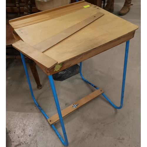 238 - A child's vintage desk and a small wooden case