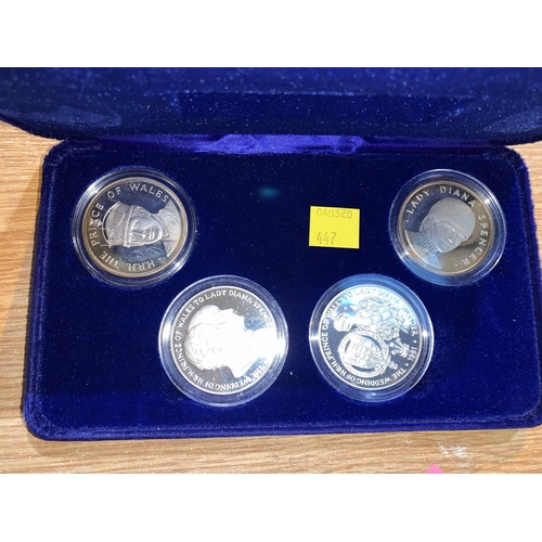 447 - A set of 4 1981 Royal Wedding silver proof medallions for Pobjoy Mint, cased