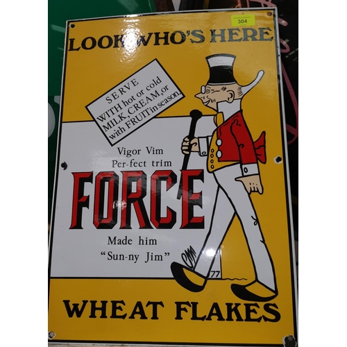 304 - A reproduction enamel advertising sign Force Wheat Flakes