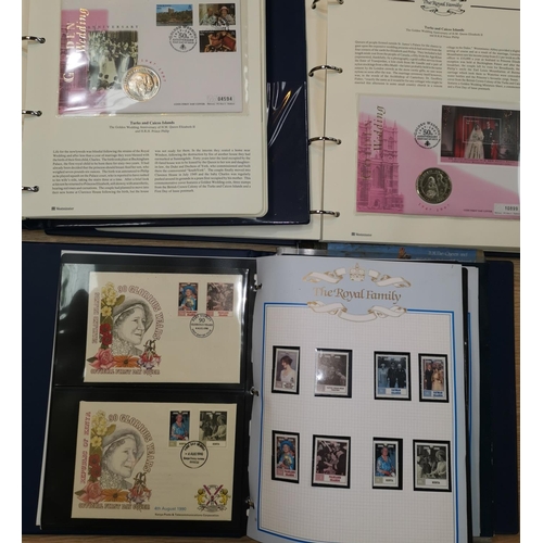 338 - Three albums of Royal Family coin and stamp and stamp covers