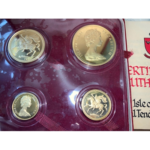 521A - A 1974 Isle of Man Legal Tender set of four gold coins half sovereign, sovereign, £2 and £5 coins in... 