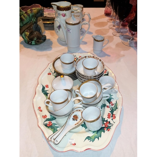 225 - A Kahla white porcelain coffee set, with gilt borders, 19 pieces; 4 Chinese bowls; a Villeroy & Boch... 