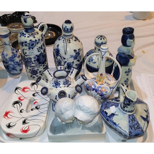 224 - A selection of decorative Delft china; other continental wares